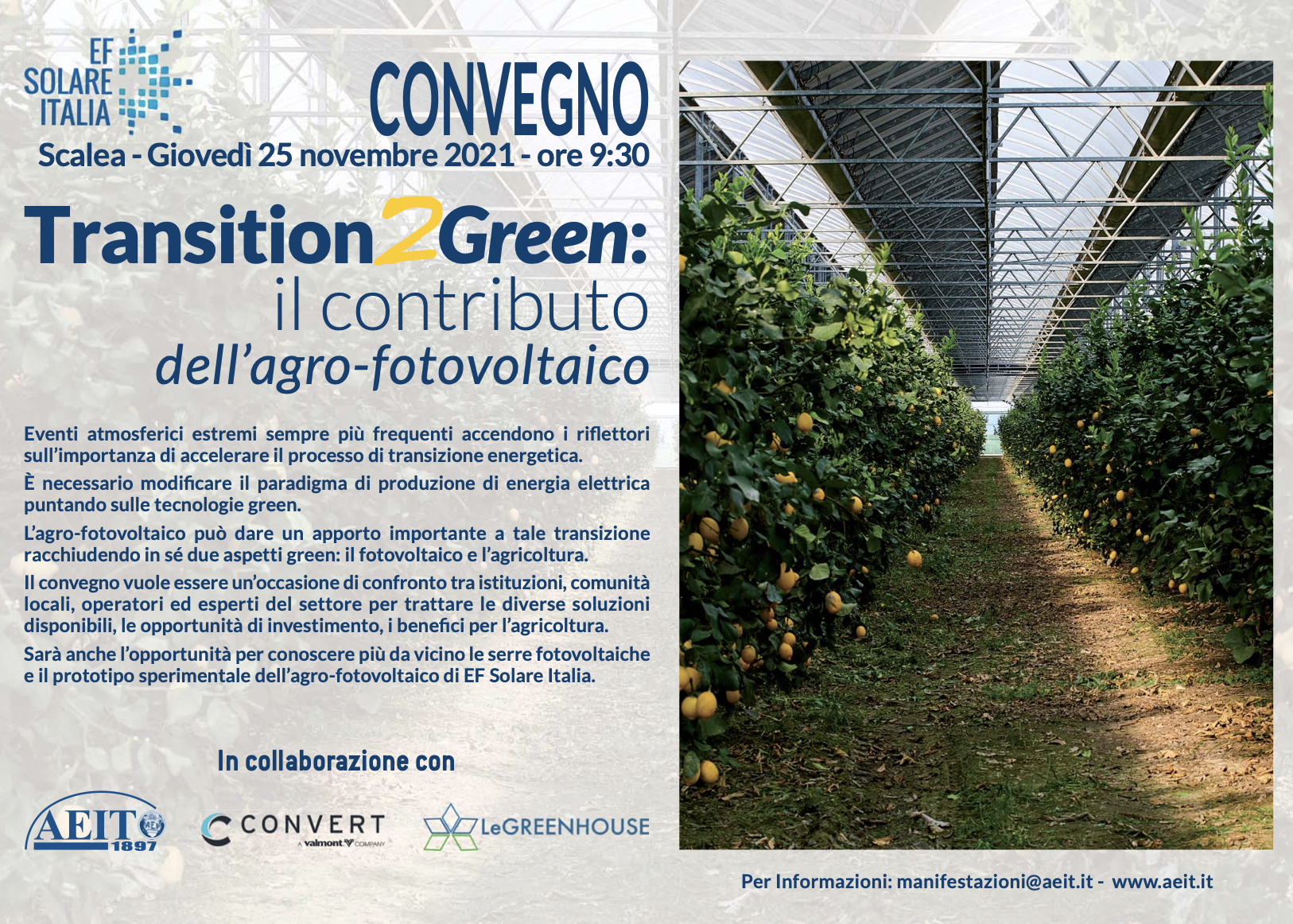 Transition2green: il contributo dell’agro-fotovoltaico